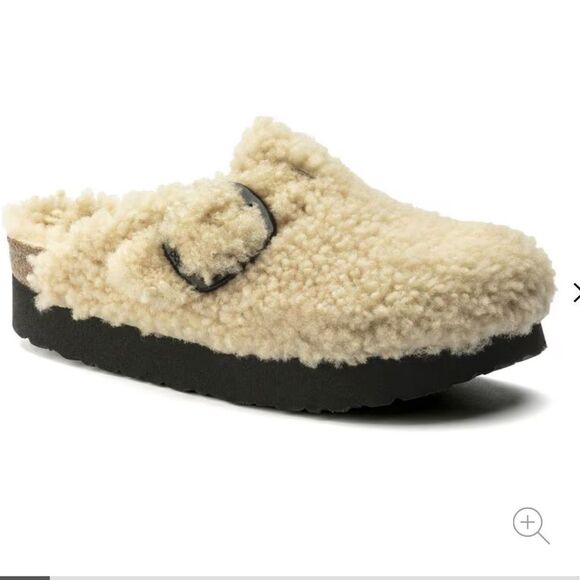 Birkenstock Shearling Papillio Boston Big Buckle Platform Fur NEW - Picture 1 of 6